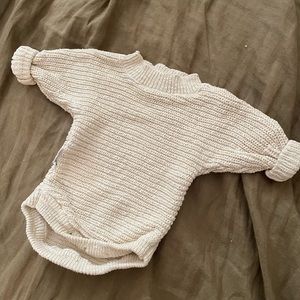 Ziggy Lou cream long sleeve sweater onesie romper